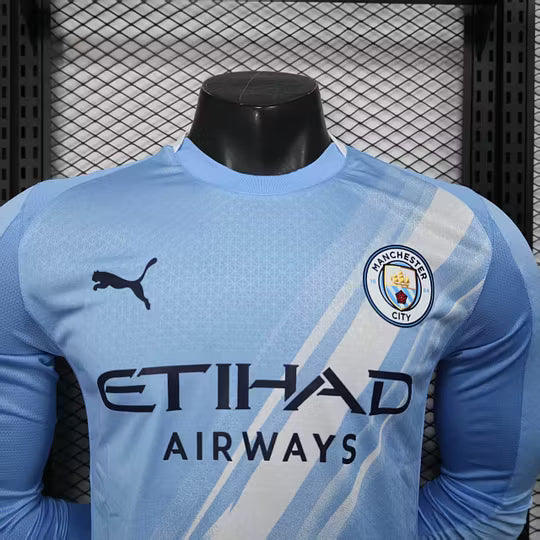 2025/2026 Player Version Long Sleeve Manchester City Home Football Shirt – 1:1 Thai Quality