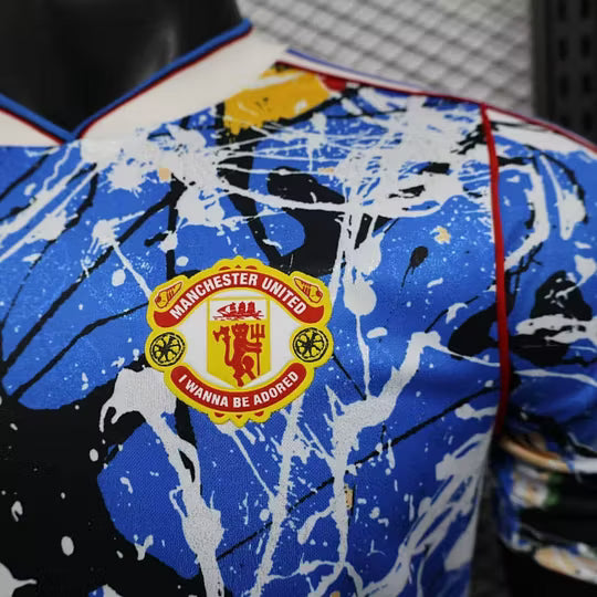 2025/2026 Player Version Manchester United Stone Roses Co-Branded Edition Blue Football Shirt – 1:1 Thai Quality
