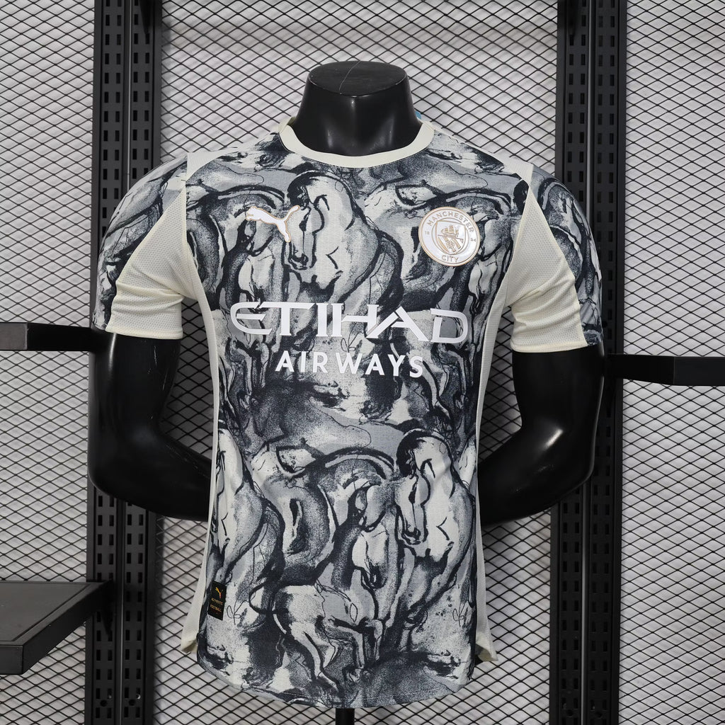 2025/2026 Player Version Manchester City Year of The Horse Special Edition Grey Football Shirt – 1:1 Thai Quality