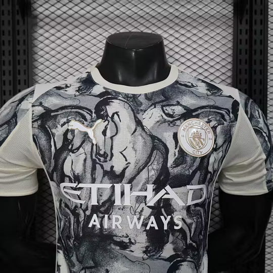 2025/2026 Player Version Manchester City Year of The Horse Special Edition Grey Football Shirt – 1:1 Thai Quality