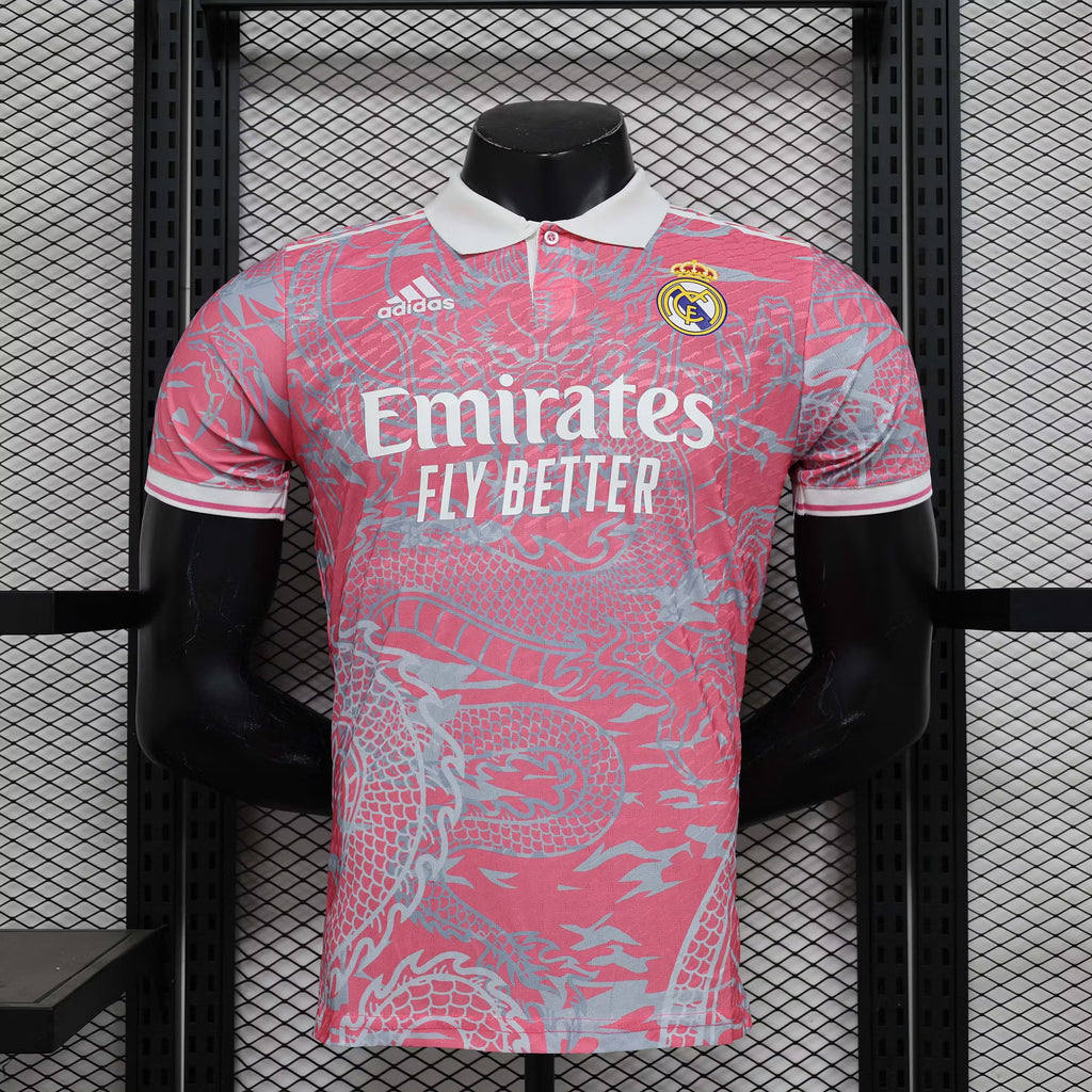2025/2026 Player Version Real Madrid Chinese Dragon Pink Football Shirt – 1:1 Thai Quality