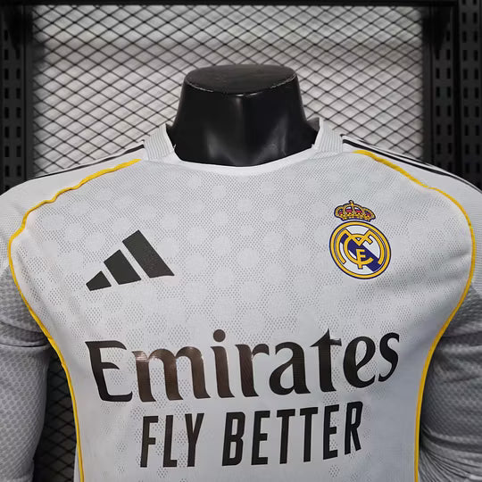 2025/2026 Player Version Long Sleeve Real Madrid Home Football Shirt – 1:1 Thai Quality