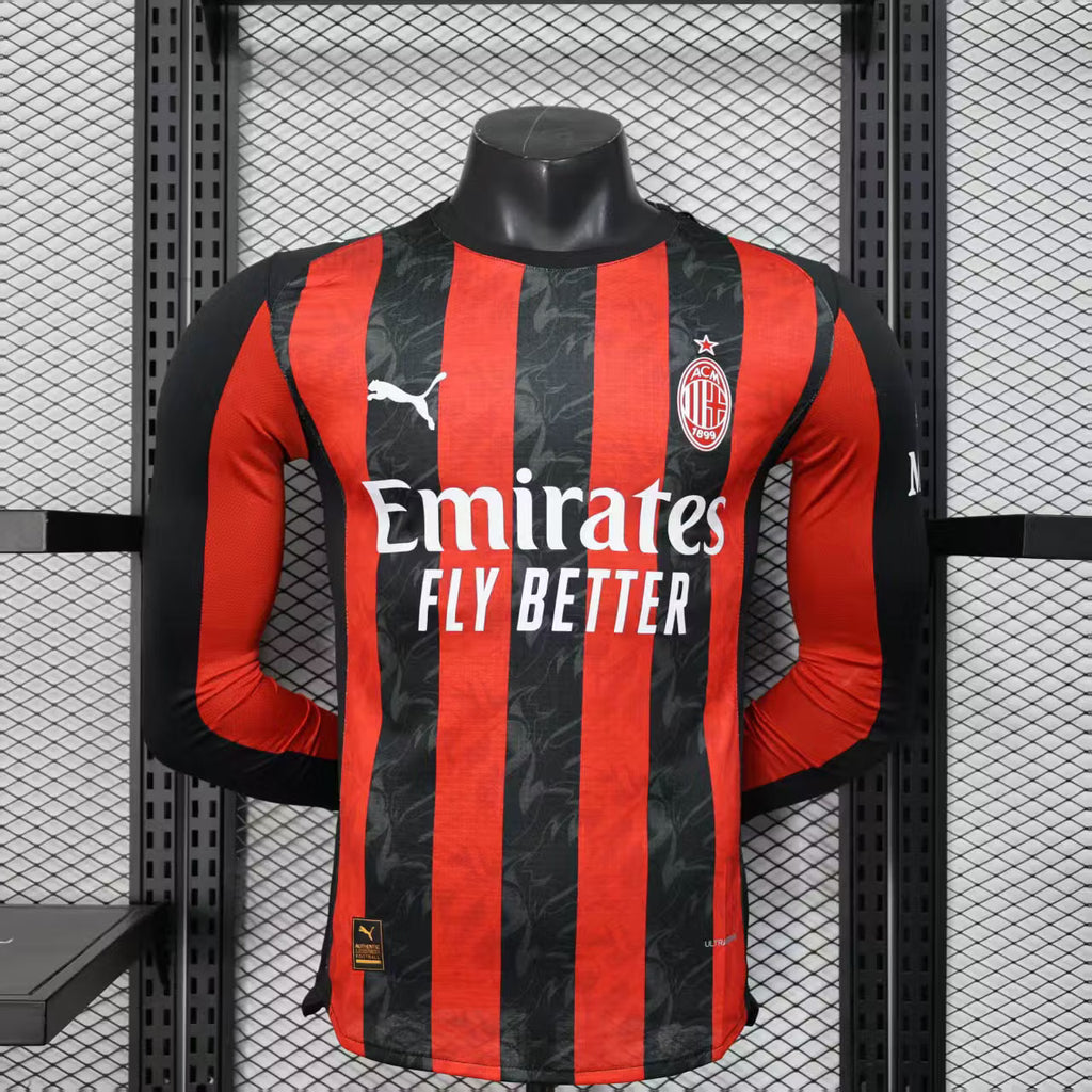 2025/2026 Player Version Long Sleeve AC Milan Home Football Shirt – 1:1 Thai Quality