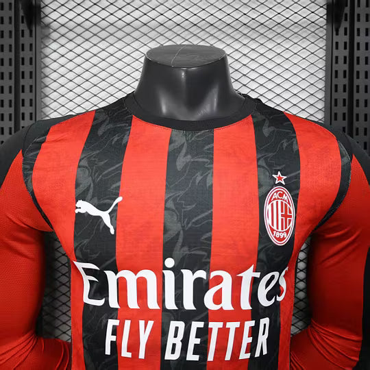 2025/2026 Player Version Long Sleeve AC Milan Home Football Shirt – 1:1 Thai Quality