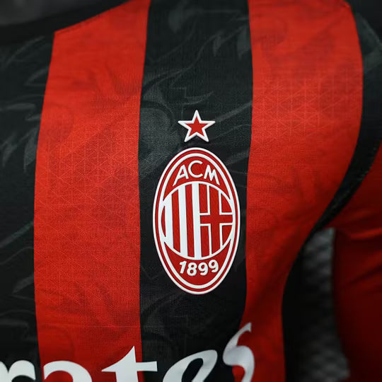 2025/2026 Player Version Long Sleeve AC Milan Home Football Shirt – 1:1 Thai Quality