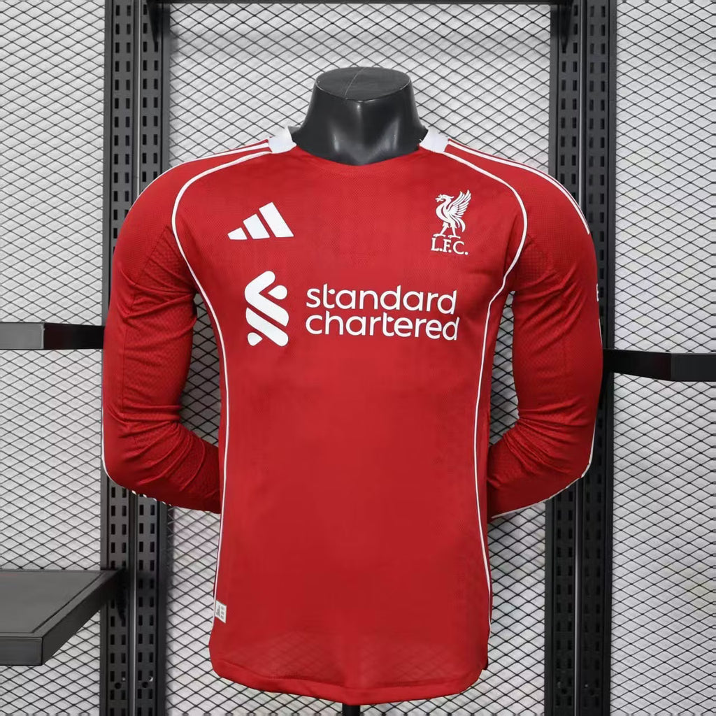 2025/2026 Player Version Long Sleeve Liverpool Home Football Shirt – 1:1 Thai Quality